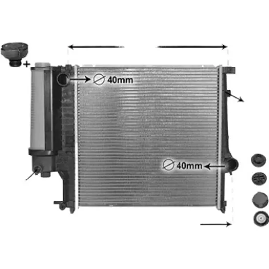 Radiator apa BMW 3 E36 1990->1998 316 i, 316 i Exclusive 75KW 102CP , pentru motor M43 B16 (164E2) perioada 1993 1994,1995,1996,1997 1998