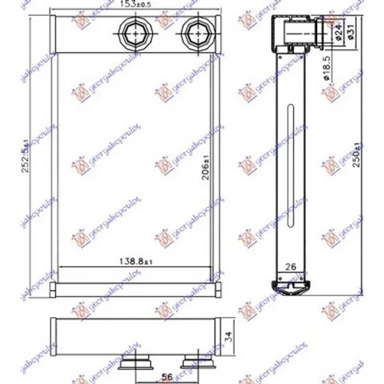 Radiator Incalzire CHEVROLET CRUZE J300 2009-> Calorifer BEHR 205x140x26 2009->2013 Perioada 2009 2010 2011 2012 2013