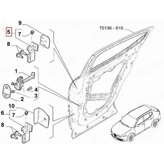 Balama Usa ALFA ROMEO TONALE 2022-> Balama Usa spate superior/inferior (O) DREAPTA Perioada 2022 2023 2024 2025