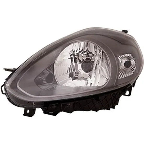 Far stanga FIAT PUNTO 199 2012-> perioada 2012 2013 2014 2015 2016 2017 cu motor reglaj, fumuriu, cu reglaj electric, cu lumina de zi, cu bec H4