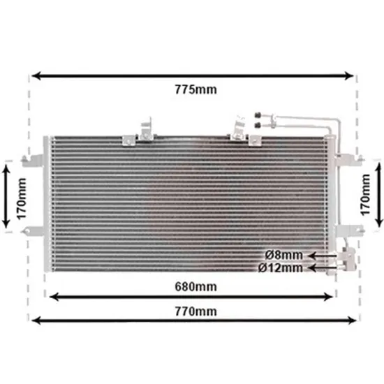 Radiator aer conditionat FORD FOCUS 3 2010->2019 1.6 TDCi 70KW 95CP , pentru motor T3DA, T3DB perioada 2010 2011,2012,2013,2014,2015,2016 2017