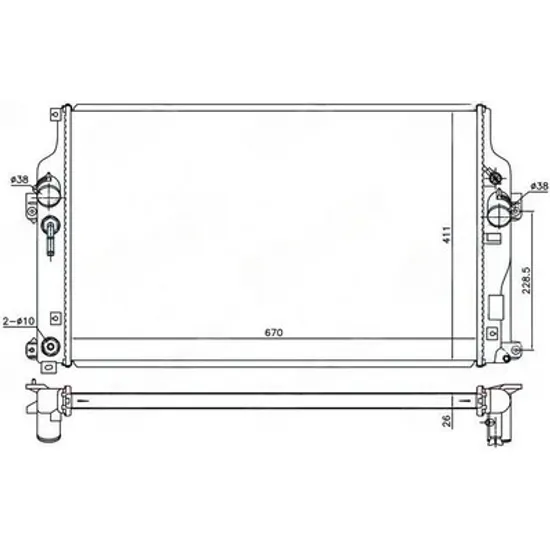 Radiator Motor TOYOTA RAV 4 IV 2012->2018 Radiator apa motor 2.2 D pentru 4 usi automatic (670x430x27) (KOYO) Perioada 2012 2013 2014 2015 2016 2017 2018