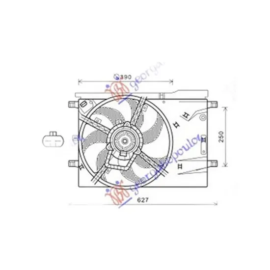 Ventilator Motor FIAT FIORINO 225 2007-> Electroventilator complet (benzina) cu aer conditionat Perioada 2008 2009 2010 2011 2012 2013 2014 2015 2016