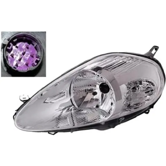 Far stanga FIAT GRANDE PUNTO 199 2005-> perioada 2010 2011 2012 2013 2014 2015 cu motor reglaj, semnal transparent, cu reglaj electric, numar pini 8, cu bec H4