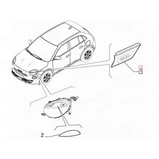 Emblema FIAT 600 2023-> Emblema Aripa fata (600) (O) STANGA Perioada 2023 2024 2025