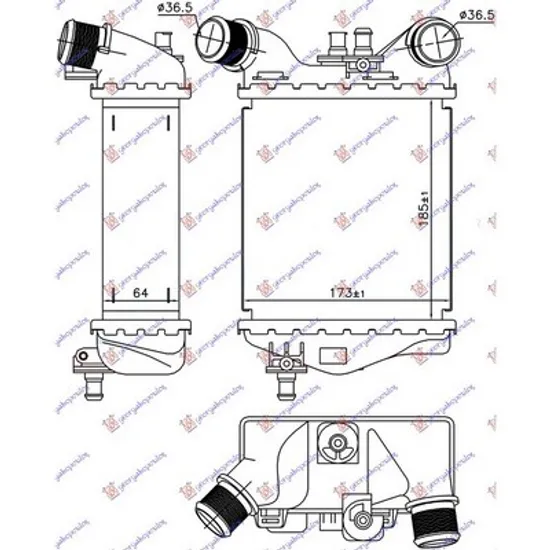 Intercooler FIAT 500 2007-> Radiator intercooler ABARTH 185x173x64 dreapta Perioada 2007 2008 2009 2010 2011 2012 2013 2014 2015 2016 2017 2018