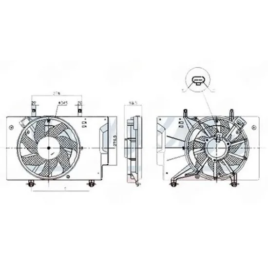 Ventilator Motor FORD ECOSPORT 2012-> Ventilator 1.0 ECOBOOST benzina (+A/C) (345 mm 2+2PIN) (NISSENS) Perioada 2013 2014 2015 2016 2017