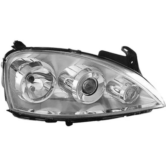Far dreapta OPEL COMBO 2001->2012 perioada 2001 2002 2003 2004 2005 2006 de la an de fabricatie 07/2004, fara motor reglaj, semnal transparent, cu reglaj electric, cu bec H7/H7