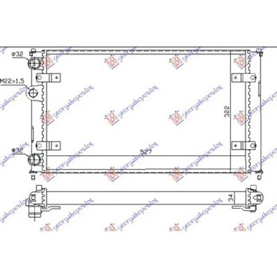 Radiator Motor VW POLO 6N2 1999->2001 Radiator apa 1.4-1.6BZ-1.7-1.9SDi -AC 52x32 VALEO Perioada 1995 1996 1997 1998 1999 2000 2001 2002