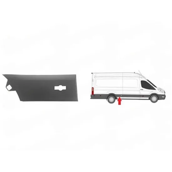 Bandou aripa spate FORD TRANSIT 2013-> Bandou Aripa spate lateral gri punte simpla cu cu locas lampa ampatament lung cu suport DREAPTA Perioada 2013 2014 2015 2016 2017 2018