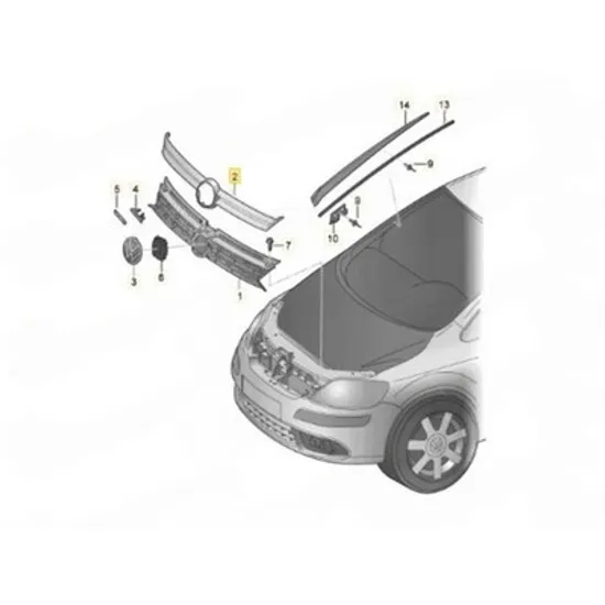 Ornament Grila VW GOLF PLUS 2004->2013 Bandou grila (O) Perioada 2009 2010 2011 2012 2013 2014