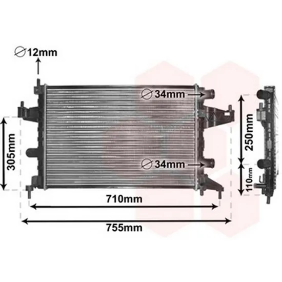 Radiator Motor OPEL TIGRA TwinTop 2004->2010 Radiator apa 1.0-1.2-1.4 manuala +/-AC 54x38 VALEO Perioada 2004 2005 2006 2007 2008 2009 2010