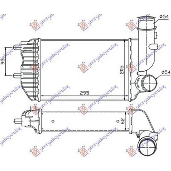 Intercooler FIAT DUCATO 244 2002->2006 Radiator intercooler TURBO diesel (295x202x60) Perioada 2002 2003 2004 2005 2006
