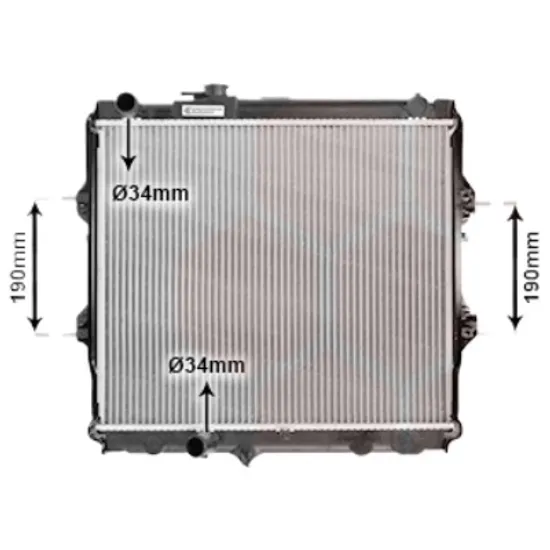 Radiator apa TOYOTA HILUX 6 1994->2005 pentru 2.4 D, perioada 1997 1998 1999 2000 2001 2002 2003 2004 2005