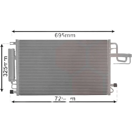 Radiator aer conditionat RENAULT SYMBOL 2 2008->2013 1.6 16V 79KW 107CP , pentru motor K4M 744, K4M 745 perioada 2009 2010,2011,2012,2013 2014