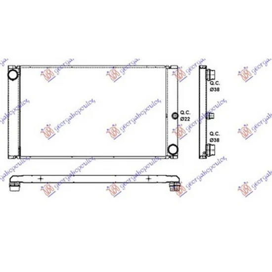 Radiator Motor BMW 5 E60 2001->2010 Radiator apa 2.0-2.5-3.0 diesel cv automata +A/C 59.3x36.6 Perioada 2003 2004 2005 2006 2007 2008 2009 2010