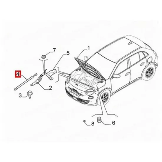 Amortizor Capota fata ALFA ROMEO JUNIOR 2024-> Amortizor gaz Capota (O) Perioada 2024 2025