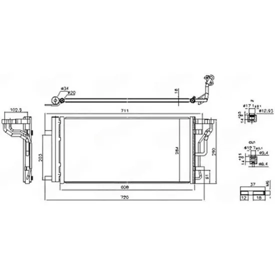 Radiator Aer Conditionat KIA PRO CEED 2018-> Radiator condensator aer conditionat 1.0-1.4 T-GDI - 1.6 MPI benzina - 1.6 CRDI diesel (608x284x16) Perioada 2021 2022 2023 2024 2025
