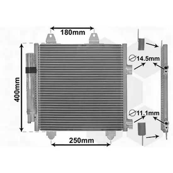 Radiator Aer Conditionat CITROEN C1 2005->2014 Radiator aer conditionat 1.0 i - 12V 1,4 HDi (35x36x16) Perioada 2005 2006 2007 2008 2009 2010 2011 2012 2013