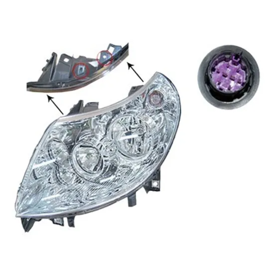 Far stanga PEUGEOT BOXER 2006-> perioada 2011 2012 2013 2014 2015 2016 pana la an de fabricatie 2014, cu motor reglaj, semnal transparent, cu reglaj electric, numar pini 7, cu bec H7/H1