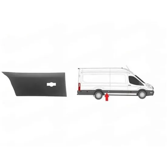 Bandou aripa spate FORD TRANSIT 2013-> Bandou Aripa spate lateral gri punte dubla cu cu locas lampa ampatament lung cu suport DREAPTA Perioada 2013 2014 2015 2016 2017 2018