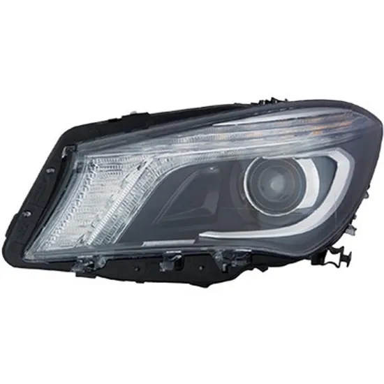 Far stanga MERCEDES CLA C117 2013->2019 perioada 2013 2014 2015 2016 2017 2018 2019 pana la an de fabricatie 2015, fara motor reglaj, fara unitate de control Xenon, Bi-Xenon, cu reglaj distanta iluminare automat, cu bec D3S Lampa descarcare gaze, cu bec LED