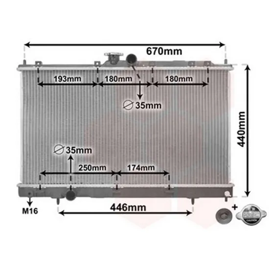 Radiator Motor MITSUBISHI LANCER 7 CS 2000->2013 Radiator apa 1.3i 16V-1.6i 16V-2.0i 16V (37.5x68.5x16) (KOYO) Perioada 2003 2004 2005 2006 2007 2008