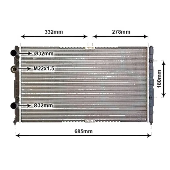 Radiator apa VW POLO Variant 1997->2001 pentru 1.4 16V, perioada 1999 2000 2001