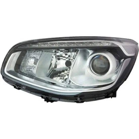 Far stanga KIA SOUL 2 2014->2019 perioada 2014 2015 2016 2017 2018 2019 de la an de fabricatie 01/2016, fara motor reglaj, cu LED, fumuriu, cu reglaj electric, cu reglaj electric, cu bec H7, cu bec PY21W
