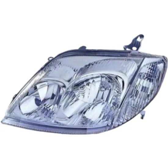Far stanga TOYOTA COROLLA E12 2001->2007 perioada 2004 2005 2006 2007 fara motor reglaj, semnal transparent, reglaj electric, pentru 4 usi, cu bec H7/HB3, cu bec PY21W, cu bec W5W