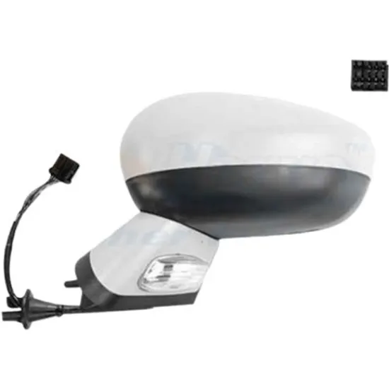 Oglinda exterioara stanga CITROEN C4 1 LC 2004->2012, C4 COUPE 2004->2013 perioada 2004 2005 2006 2007 2008 2009 2010 2011 de la an de fabricatie 09/2009, cromat, cu semnal, pentru pini 8, cu incalzire, rabatare electrica, prevopsit grund,