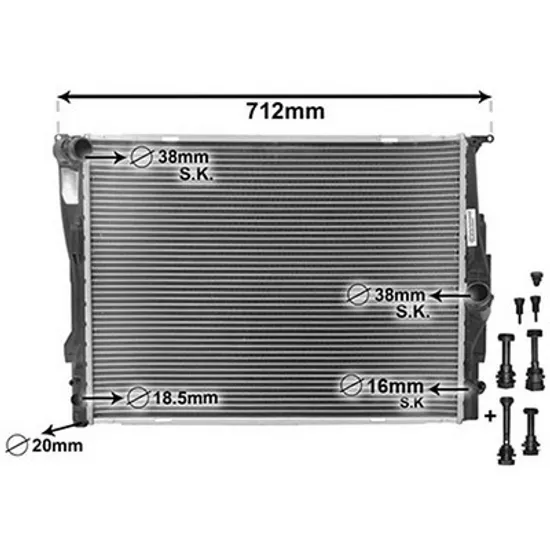 Radiator Motor BMW X1 E84 2009->2015 Radiator apa toate modelele benzina (simplu MANUAL) (600x460x32) 1 TUBE (BEHR) Perioada 2009 2010 2011 2012 2013 2014 2015