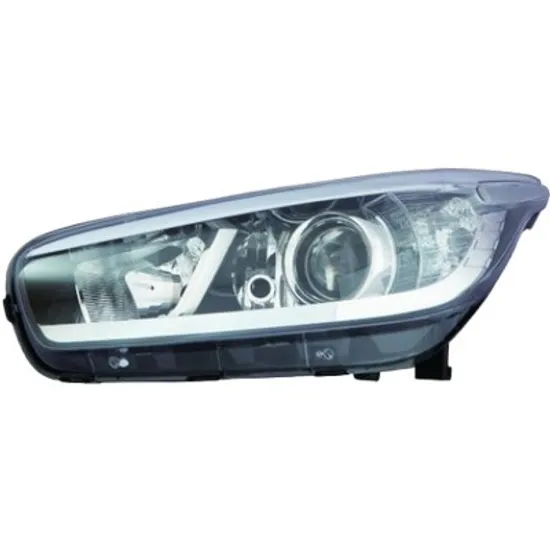 Far stanga KIA PRO CEED 2008->2013 perioada 2010 2011 2012 2013 pana la an de fabricatie 01/2013, fumuriu, cu motor reglaj, adaptiv, cu reglaj electric, cu bec H7/H7/H7 cu bec PY21W, cu bec W5W,