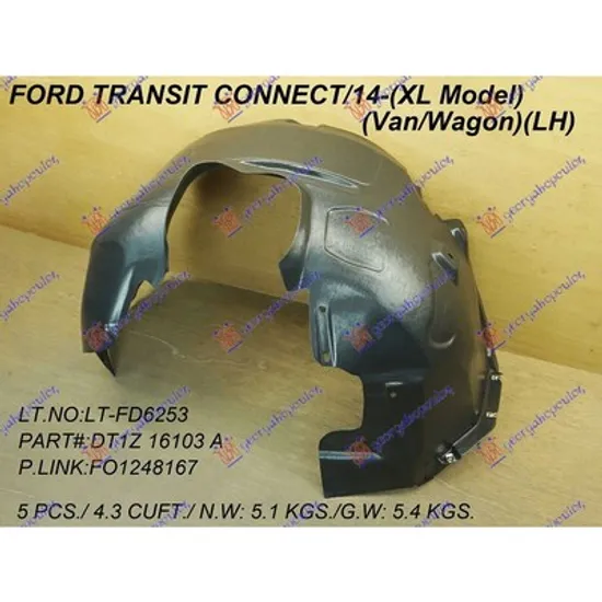 Carenaj fata FORD TRANSIT CONNECT 2014-> Carenaj aripa fata stanga, Perioada 2013 2014 2015 2016 2017 2018 2019 2020 2021 2022
