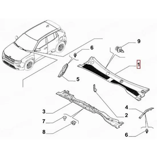 Grila stergatoare ALFA ROMEO JUNIOR 2024-> Panou stergatoare sub parbriz plastic (O) Perioada 2024 2025