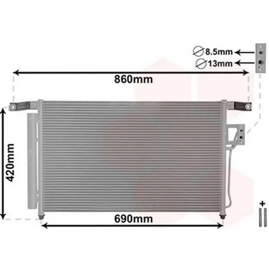 Radiator Aer Conditionat HYUNDAI SANTA FE 2 2005->2012 Radiator aer conditionat 2.7 i24V - 2.2 CRDi (67,5x42,5) Perioada 2006 2007 2008 2009 2010 2011 2012