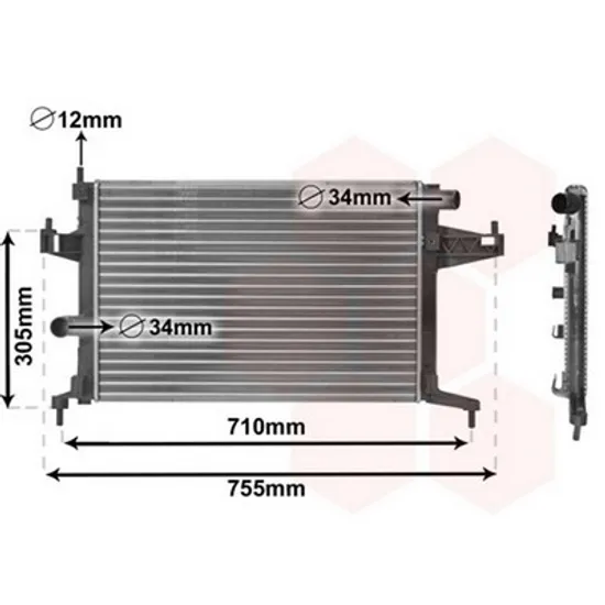 Radiator Motor OPEL TIGRA TwinTop 2004->2010 Radiator apa 1.4-1.8 +/-AC 54x38 DGNL BE Perioada 2004 2005 2006 2007 2008 2009 2010