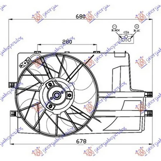 Ventilator Motor MERCEDES VANEO 414 2002->2005 Electroventilator motor complet benzina/diesel (radiator cu rezervor) Perioada 2002 2003 2004 2005