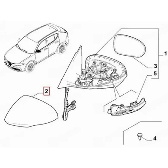 Capac Oglinda ALFA ROMEO TONALE 2022-> Capac Oglinda exterioara pentru vopsit (O) DREAPTA Perioada 2022 2023 2024 2025