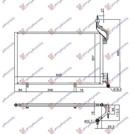 Radiator Aer Conditionat FORD FIESTA 5 JH 2008->2017 Radiator aer conditionat 1.6 EcoBoost benzina (620x350x16) TUBES 22/18mm Perioada 2013 2014 2015 2016 2017