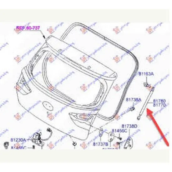 Amortizor Hayon HYUNDAI i20 2014->2020 Amortizor hayon (O) stanga Perioada 2015 2016 2017 2018 2019 2020 2021 2022 2023 2024