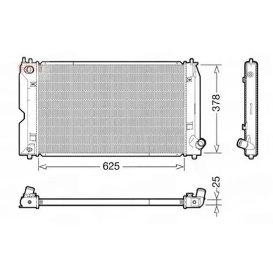 Radiator Motor TOYOTA COROLLA E12 2001->2007 Radiator apa motor 1.4 D pentru 4 usi manuala diesel (625x390) (KOYO) Perioada 2002 2003 2004 2005 2006