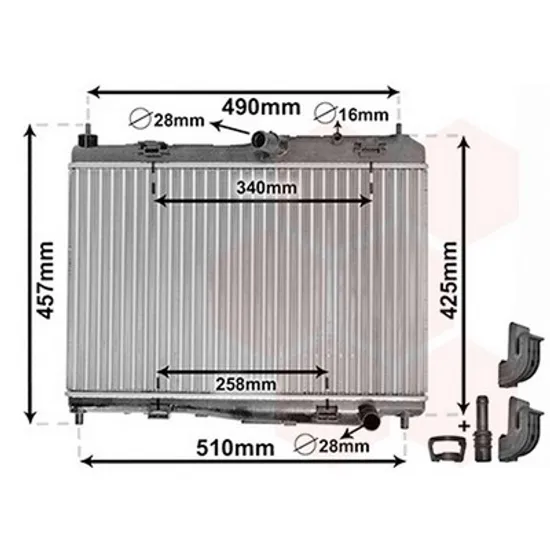 Radiator Motor FORD B-MAX 2012-> Radiator apa pentru benzina CV manuala cu/fara aer conditionat (56x35,50) Perioada 2012 2013 2014 2015 2016 2017 2018