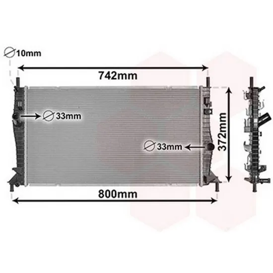 Radiator Motor FORD FOCUS 2 2004->2013 Radiator apa RS305-350-ST225 benzina (67x36.5) Perioada 2004 2005 2006 2007 2008 2009 2010