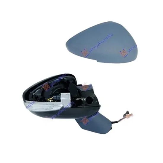 Oglinda exterioara dreapta DS DS5 2015->2018 perioada 2015 2016 2017 2018 , cu lampa podea, cu lumini de pozitie, cu semnal, numar pini 12, cu incalzire, cu senzor de temperatura, rabatare electrica, prevopsit grund,