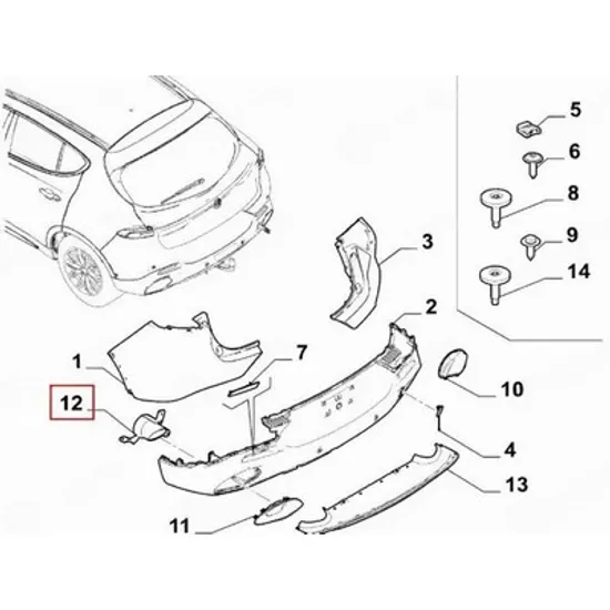Bandou spate ALFA ROMEO TONALE 2022-> Ornament spate Bandou esapament cromat (Ornament esapament) (O) DREAPTA Perioada 2022 2023 2024 2025