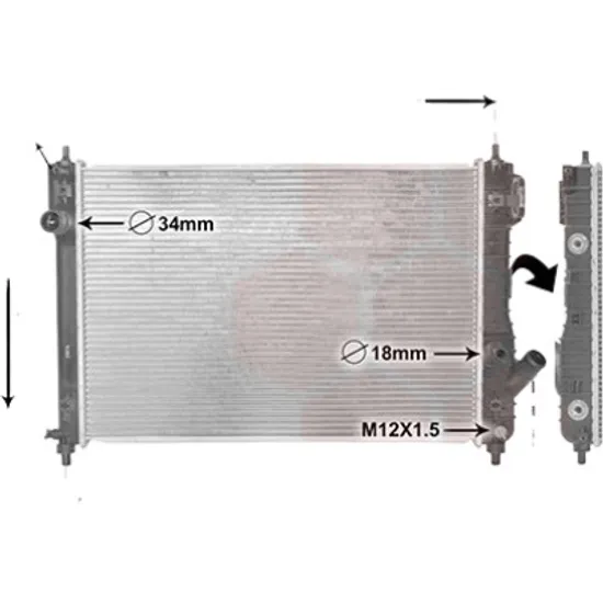 Radiator apa CHEVROLET AVEO SEDAN T250 2005-> 1.4 74KW 101CP , pentru motor LDT perioada 2008 2009,2010,2011,2012 2013