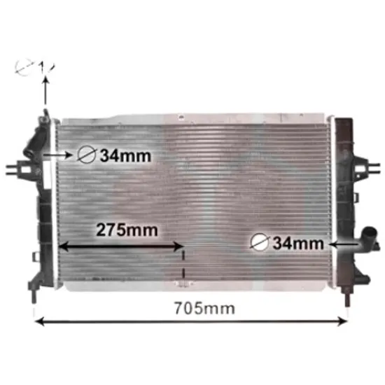 Radiator apa OPEL ZAFIRA B 2005->2015, ASTRA H 2004->2014, ASTRA H GTC 2005->2010 pentru 1.9 CDTI, perioada 2004 2005 2006 2007 2008 2009 2010 2011 2012 2013 2014 2015