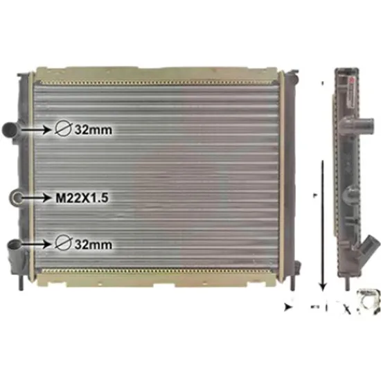 Radiator apa RENAULT KANGOO 1997->2007 1.2 44KW 60CP , pentru motor D7F 710, D7F 722, D7F 744, D7F 764, D7F 766 perioada 1998 1999,2000 2001