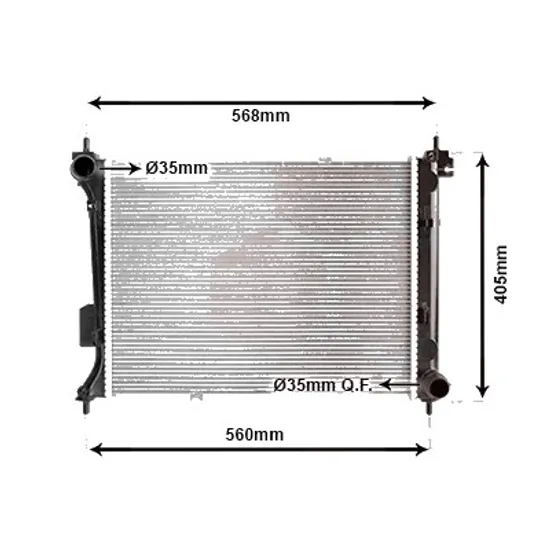 Radiator apa HYUNDAI i20 2008->2015 1.4 CRDi 55KW 75CP , pentru motor D4FC perioada 2008 2009,2010,2011 2012